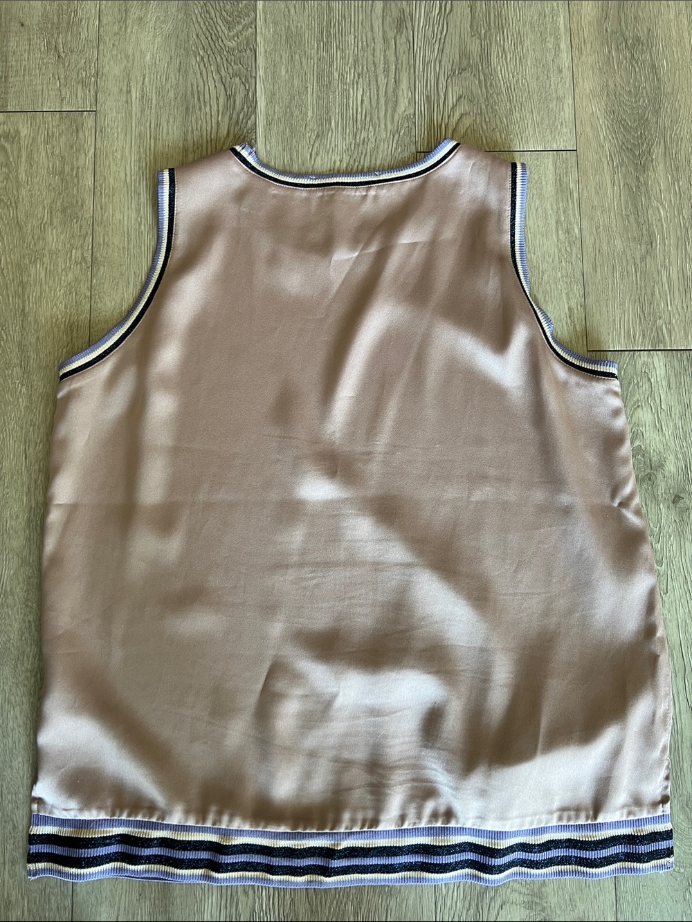 Scotch & Soda Field of Stars Pink Satin Varsity Top Sleeveless Metallic Trim L - Picture 4 of 13
